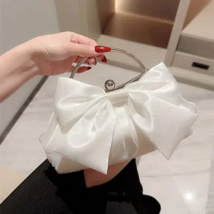 Elegant Women Party Clutch Bags Dinner Dress champagne Handbag Evening Wedding Silk Satin Bowknot Handbags for Women
