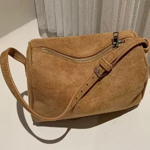 Elegant Women’s Suede Shoulder Bag Soft Touch Fabric Practical Handbag Custom Service Ready