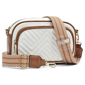 Embroidery Lattice Patchwork Vintage Shoulder Bag Zipper Shoulder Crossbody Satchel Bags Purse Square Bag for Women