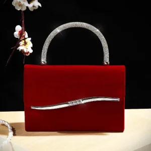 Envelope Fold Evening Satin Bag Magnetic Closure Shoulder Crossbody Strap Sparkly Pearl Decoration Wedding Bags