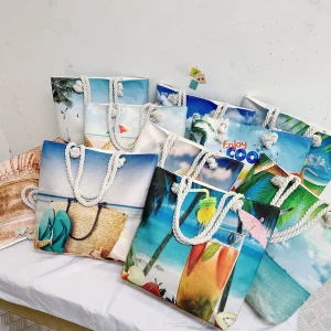 Ethnic Style Beach Bag Beach Shoulder Bag Simple and Fashionable Canvas Bag