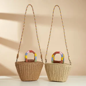 Ethnic Style Fashion Ladies Cross body Bag Straw Beach Hand Woven Bags