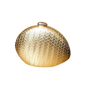 Euro American Cross Border Golden High End Handmade Woven PU Metallic Niche Design Clutch Crossbody Bag Polyester Locking Buckle