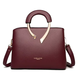 European American Fashion Large Crossbody Bag Handbag with Zip Lychee Grain Single Shoulder for Ladies Middle Aged Women