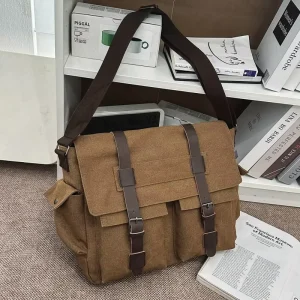 European American Retro Messenger Bag Canvas Zipper Closure Urban Simplicity Men Women Couple Single Bag