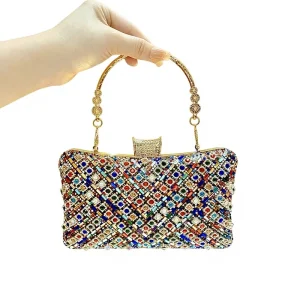 European American Retro Style Polyester Evening Dress Rhinestone Clutch Bag Evening Bag
