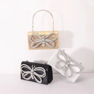 European and American New Luxury Rhinestone Butterfly Evening Handbag Ladies Evening Gift Slanting Handbag