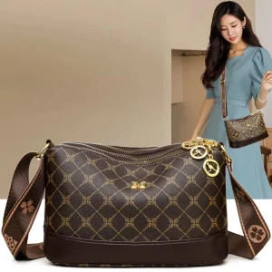 European and American Retro Square Bag Trendy Print PU Material Single Shoulder Bag Women’s Crossbody Bag