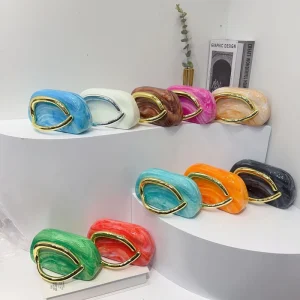 European and American Trendy Classic Round Box Clutch Evening Bag Acrylic Bag Handbag with Vintage Style
