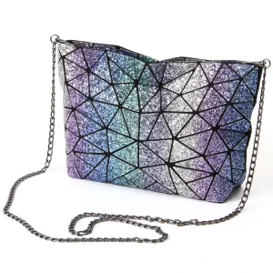 Evening Bag Lightning Glitter Bling PU Geometric Women Shoulder Clutch Handbags With Long Chain