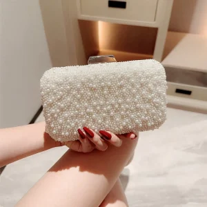 Evening Bag Popular Bridal Pearl Bags for Women Bridal Clutches Pearl Beading Wedding Party Purse Trendy Designer Chain Shoulder Handbag