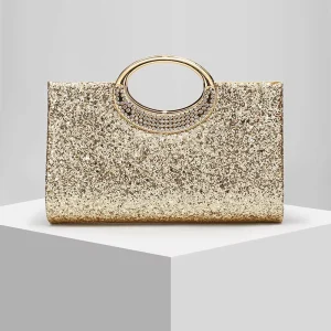 Evening Clutch Bag PU Trapeze Shape Soft Sparkling Rhinestone Urban Simplicity Banquet Formal Dress Accessory