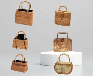 FSP583 Straw Bag for Summer Beach Bag for Sale High Quality Luxury Rich Style Characteristic Handicraft Rattan