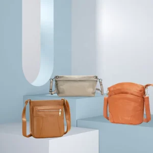 FSR757 Women Soft Customized Logo Genuine Leather Sling Crossbody Messenger Bags Soft Cowhide Leather Shoulder Bag