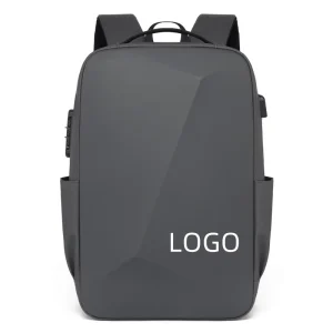 Factory 18.5 Inch Large Capacity Business Backpack Hard Shell Waterproof USB Custom Logo Gray Black Made Oxford