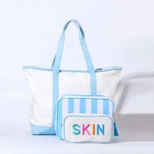 Factory 2 Days Fast Ship Blue Navy Pink Natural Cotton Canvas Tote Bags Zippered Large Shopping Beach Tote Bag Women Boat Tote