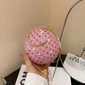 Factory Circular Evening Clutch Bag Crystal Dinner Party Wedding Purses and Handbag Shoulder Bag