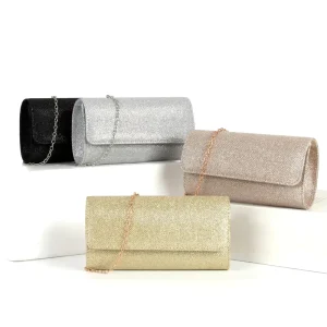 Factory Classic Design Ladies Shiny Clutch Evening Bag Chain Shoulder Bags Ladies Party Banquet Clutch Bag