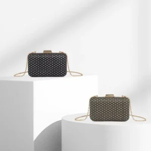 Factory Custom High Quality PU Woven Vintage Fashion Lady Chain Evening Party Clutch Purses and Handbags