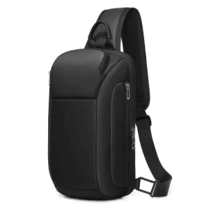 Factory Custom Logo Small Black Waterproof Daypack Sling Crossbody Bags for Men Women Large Capacity Zipper for Hiking Biking