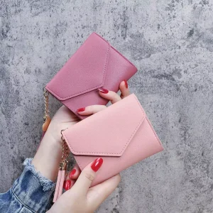 Factory Direct New Womens Pebbled Texture Wallet with Tassel Pendant Card Coin Purse Travel friendly With Money Clip
