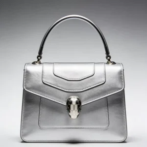 Factory Direct Premium Leather Women’s Retro Structured Satchel Bag Elegant Snake Emblem Lock Top Handle Purse