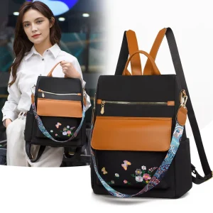 Factory Direct Sell Floral Embroidery Backpack Women Casual Large Capacity Travel Backpack Girls Schoolbags Waterproof Backpacks