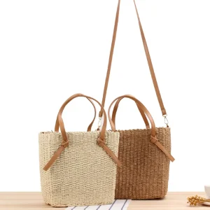 Factory Direct Selling New Simple Shoulder Straw Woven Bag Summer Vacation Hand Woven Bag Fashion Seaside Women’s Straw Bag