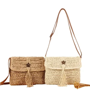 Factory Direct Straw Woven Minimalist Lightweight Bolsa Ladies Shoulder Bag Straw Bag Luxury Handbags for Women