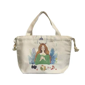 Factory Eco friendly Canvas Shopping Tote Bags Custom Logo Cotton Canvas Drawstring Bag With Handles
