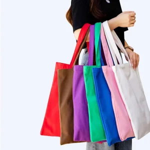 Factory Eco friendly Cotton Shopping Bags Custom Logo Colored Canvas Tote Bag With Handles