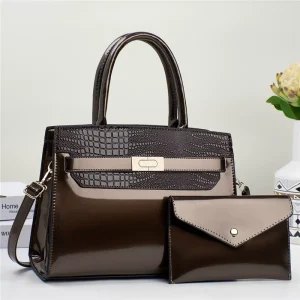 Factory High-class Atmospheric All-match Shoulder Bag Large Capacity Handbag Trendy Bright Leather Stone Zipper Bag