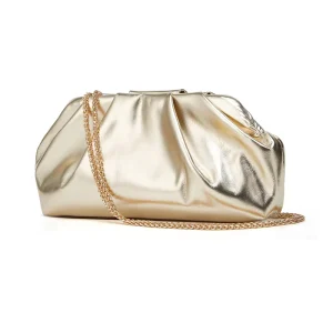 Factory Ladies Luxury PU Leather Metal Fashion Wrinkled Clouds Chain Crossbody Bag Women’s Party Clutch Evening Bags