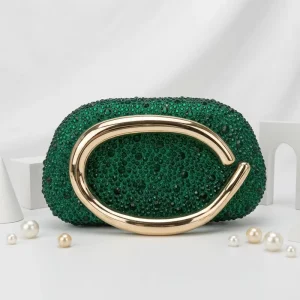 Factory Metal Handle Evening Bags Fashion Diamond Party Money Bags Chain Long Purse Custom Solid Women’s Handbags