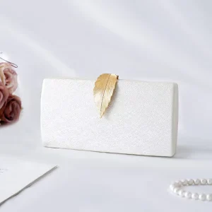 Factory Metal Leaf Clutch Bags Elegant White Bridal Wedding Clutch Purse Evening Bags Clutches for Women Luxury