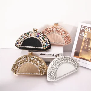 Factory New Luxury Evening Bags for Ladies Rhinestone Embellished Crossbody PU with Clip Buckle for Parties and Gatherings