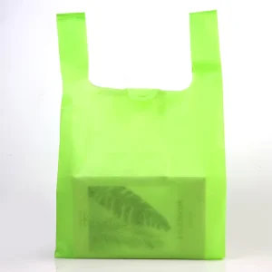 Factory Reusable Custom Logo Recyclable Supermarket Shopping Non Woven T Shirt Bag with Custom Color