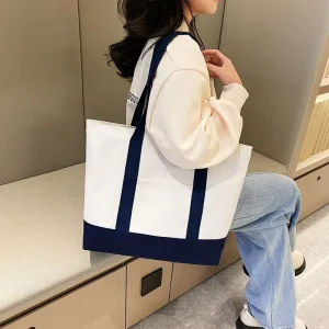 Factory Reusable Eco Friendly Canvas Tote Bag Custom Printing Logo Canvas Cotton Shopping Bag with Pocket