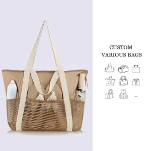 Factory Waterproof Large Mesh Shoulder Bags Summer Beach Tote Bag Custom Beach Bag With Logo