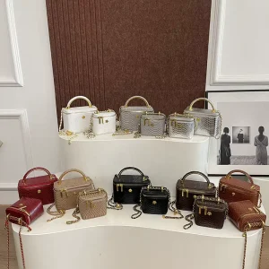 Factory Women Handbags Young Lady Single Shoulder Bag for Females Crocodile pattern Chain Mini Square Box Bucket Bag
