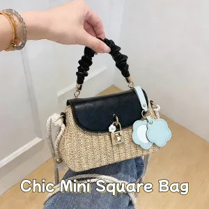 Factory Women’s Lady Fashion Straw Woven Chain Crossbody Shoulder Bag Single Strap Cover Closure Customizable Stylish
