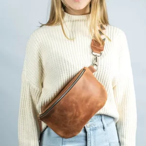 Fanny Pack Shoulder Purse PU Leather Belt Cellphone Travel Crossbody Bag Chamois Leather Chest Bag For Women