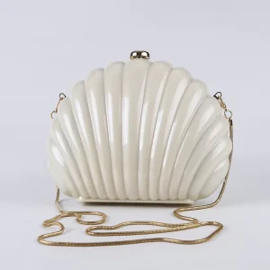 Fashion Acrylic Hard Shell Shaped Gold Silver Clutch Evening Bag for Lady