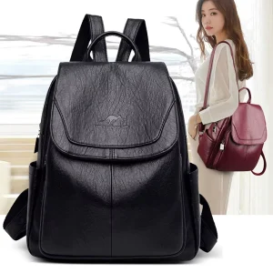 Fashion Backpack Women’s Large Capacity Soft Leather Backpack Student Schoolbag Outdoor Travel Women’s Bag