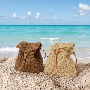 Fashion Bag for Ladies Holiday Backpack Woven Straw Bag Beach Handmade