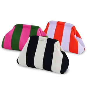 Fashion Bags for Women Ladies Striped Beach Bag Women’s Versatile Striped Cloud Pouch Striped Clutch Bag for Women