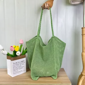 Fashion Bohemian Large Capacity Hollow Knitted Beach Tote Shopping Bag Women Summer Autumn