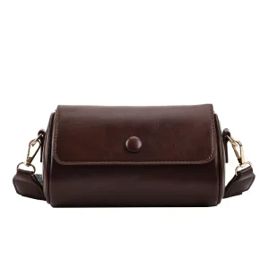 Fashion Broadband Shoulder Messenger Bag Retro Solid Color Cylinder Crossbody Bag