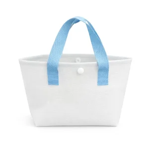 Fashion Bucket Shape Custom Logo Color EVA Tote Bag with Handle Printed Canvas Shoulder Bags Button Closed Double Handles