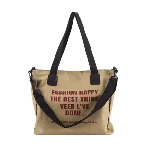 Fashion Canvas Three-Handle Durable Waterproof Letter Portable High Capacity Tote Bag Handbag for Girls